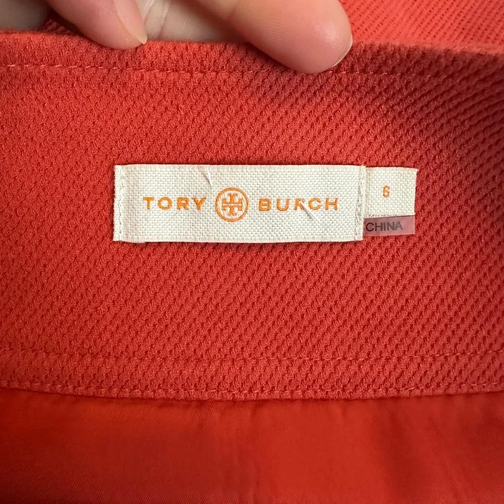 Tory Burch Thea Orange Skirt w/ Buttons A-Line Tailored (Size 6)